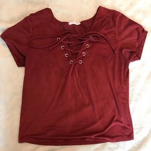 Burgundy velvet shirt